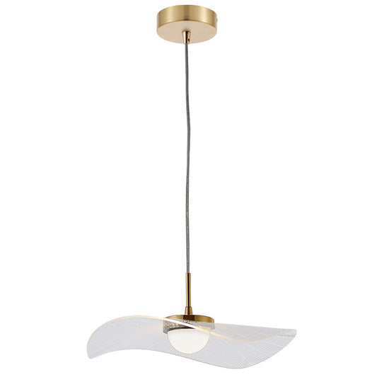 Dainolite Percival 15in 1-Light Pendant | Contemporary Aged Brass and Clear & White Acrylic | Kitchen & Foyer | 750 Lumens | Model PCV-1510LEDP-AGB