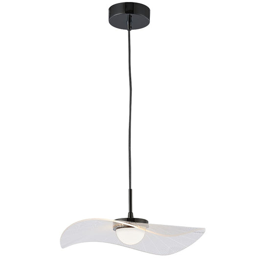 Dainolite Percival 15in 1-Light Pendant | Contemporary Matte Black and Clear & White Acrylic | Kitchen & Foyer | 750 Lumens | Model PCV-1510LEDP-MB
