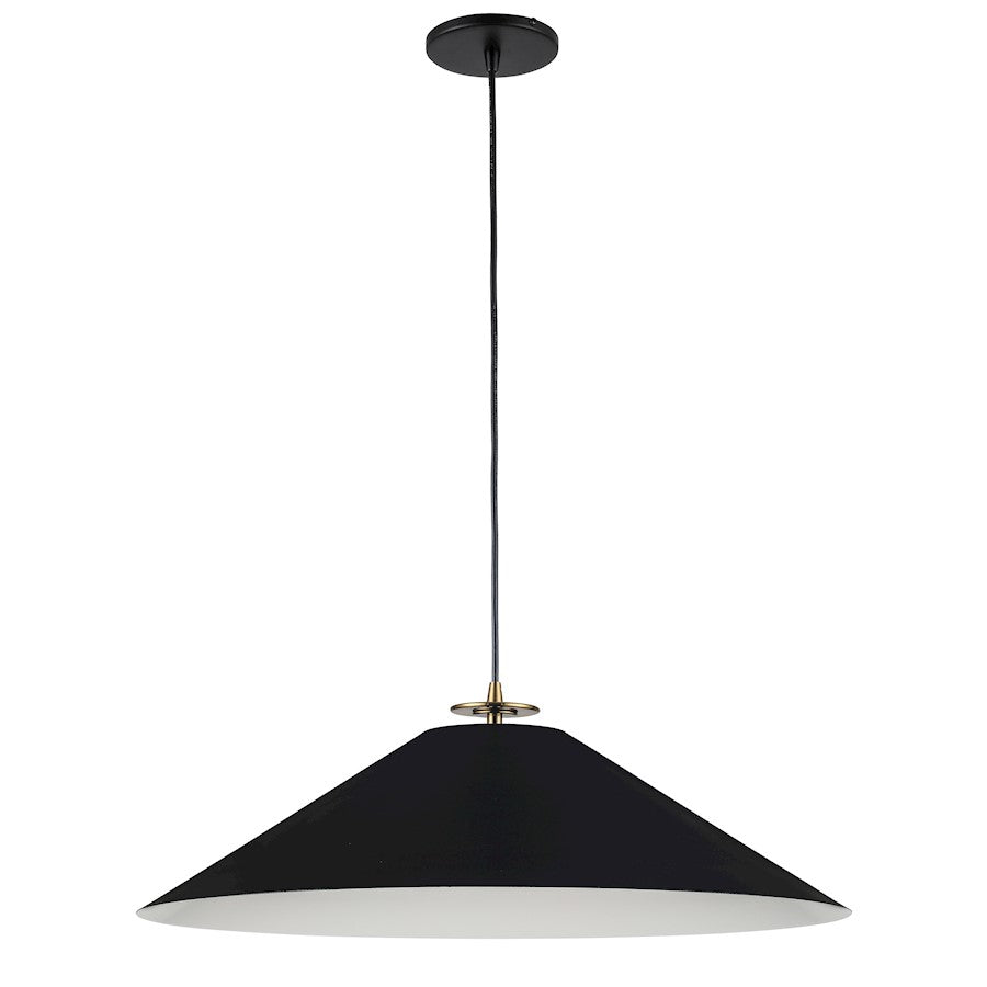 Dainolite Prudence 24in 1-Light Pendant | Contemporary Aged Brass and Matte Black | Dining Room & Living Room | 100W E26 | Model PDC-241P-AGB-MB