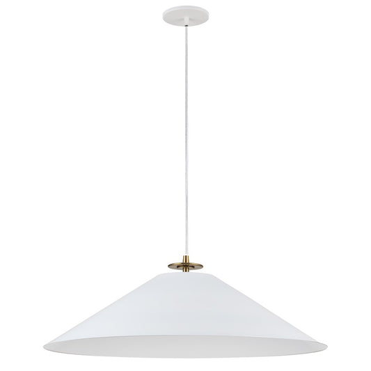 Dainolite Prudence 25in 1-Light Pendant | Aged Brass and Matte White Metal | Kitchen Island & Dining Room | 25 x 25 x 9 in | Model PDC-241P-AGB-MW