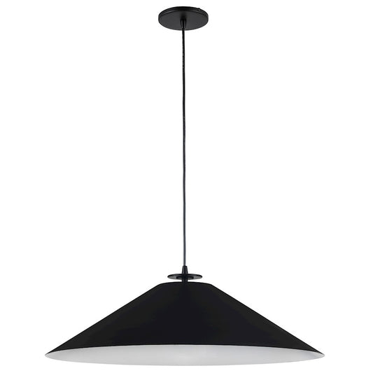 Dainolite Prudence 25in 1-Light Pendant | Matte Black Metal | Kitchen Island & Dining Room | 25 x 25 x 9 in | Model PDC-241P-MB