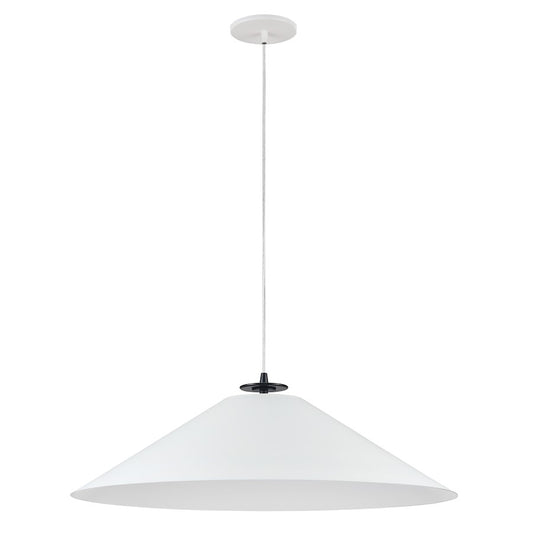 Dainolite Prudence 25in 1-Light Pendant | Matte Black and Matte White Metal | Kitchen Island & Dining Room | 25 x 25 x 9 in | Model PDC-241P-MB-MW