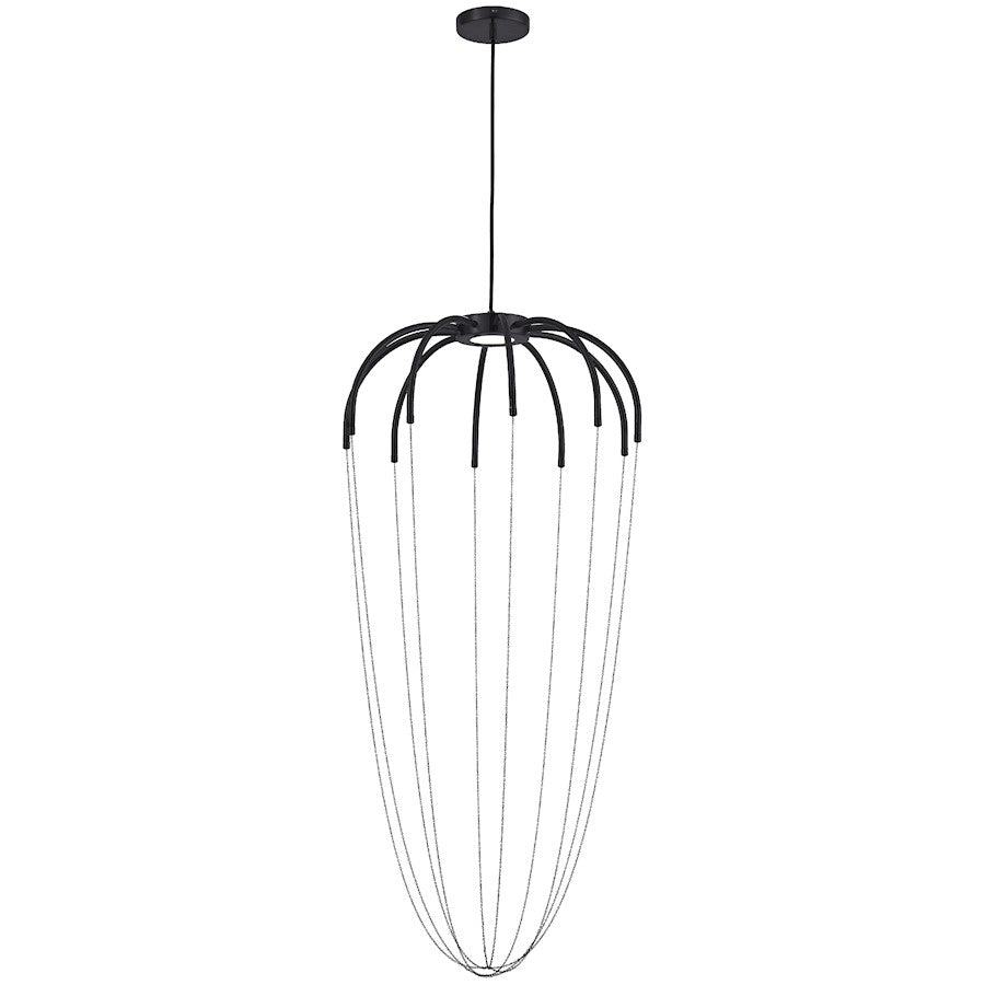 Dainolite Perla 20in 1-Light LED Pendant | Contemporary Matte Black and White Acrylic Teardrop | Dining Room & Foyer | Model PEA-2020LEDP-MB