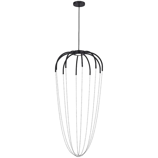 Dainolite Perla 20in 1-Light LED Pendant | Contemporary Matte Black and White Acrylic Teardrop | Dining Room & Foyer | Model PEA-2020LEDP-MB