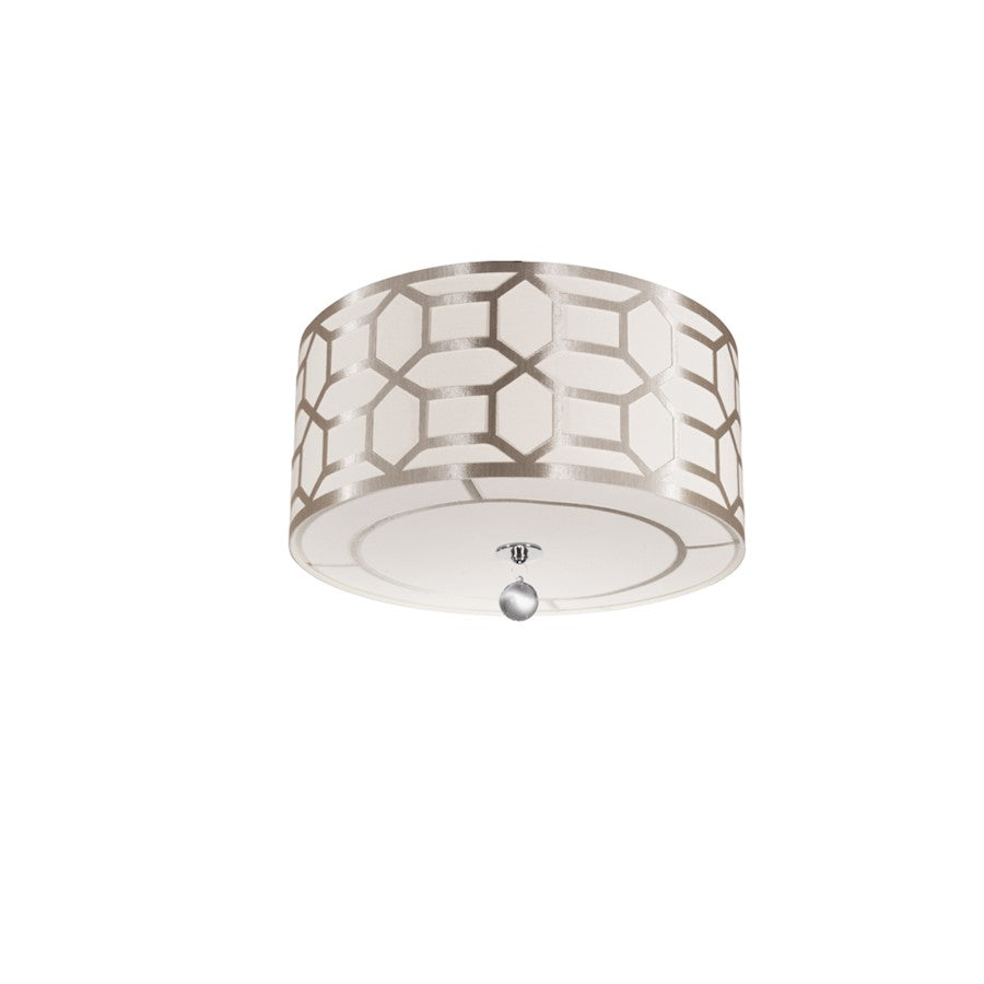 Dainolite Pembroke 19in 4-Light Flush Mount | Winter Gold and Polished Chrome Hardback Drum Shade | Bedroom & Living Room Ceiling | Model PEM-184FH-PC-WG
