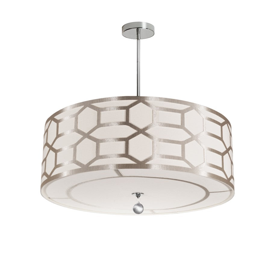 Dainolite Pembroke 24in 4-Light Pendant | Transitional Winter Gold and Polished Chrome with Italian Linen Hardback Shade | Dining | Model PEM-244P-PC-WG