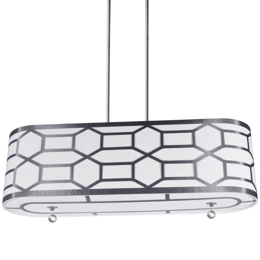 Dainolite Pembroke 34in 4-Light Pendant | Platinum Steel and White Linen Hardback | Kitchen Island & Dining Room | 9 x 34 x 10 in | Model PEM-344HP-PC-SV