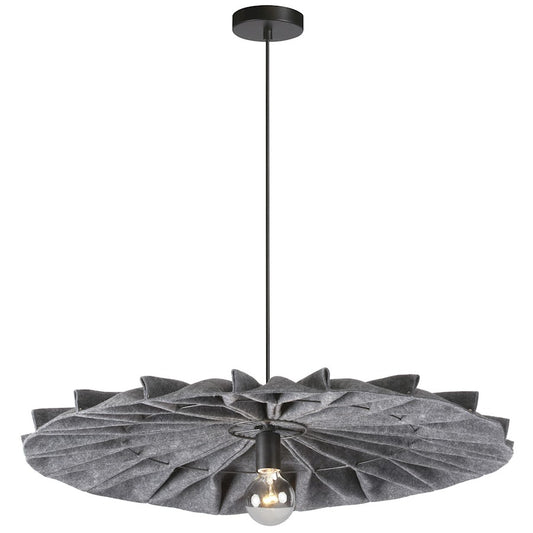 Dainolite Plegado 31in 1-Light Pendant | Transitional Matte Black and Grey Felt | Living Room & Dining Room | 31 x 31 x 4.5 in | Model PGD-311P-MB-500