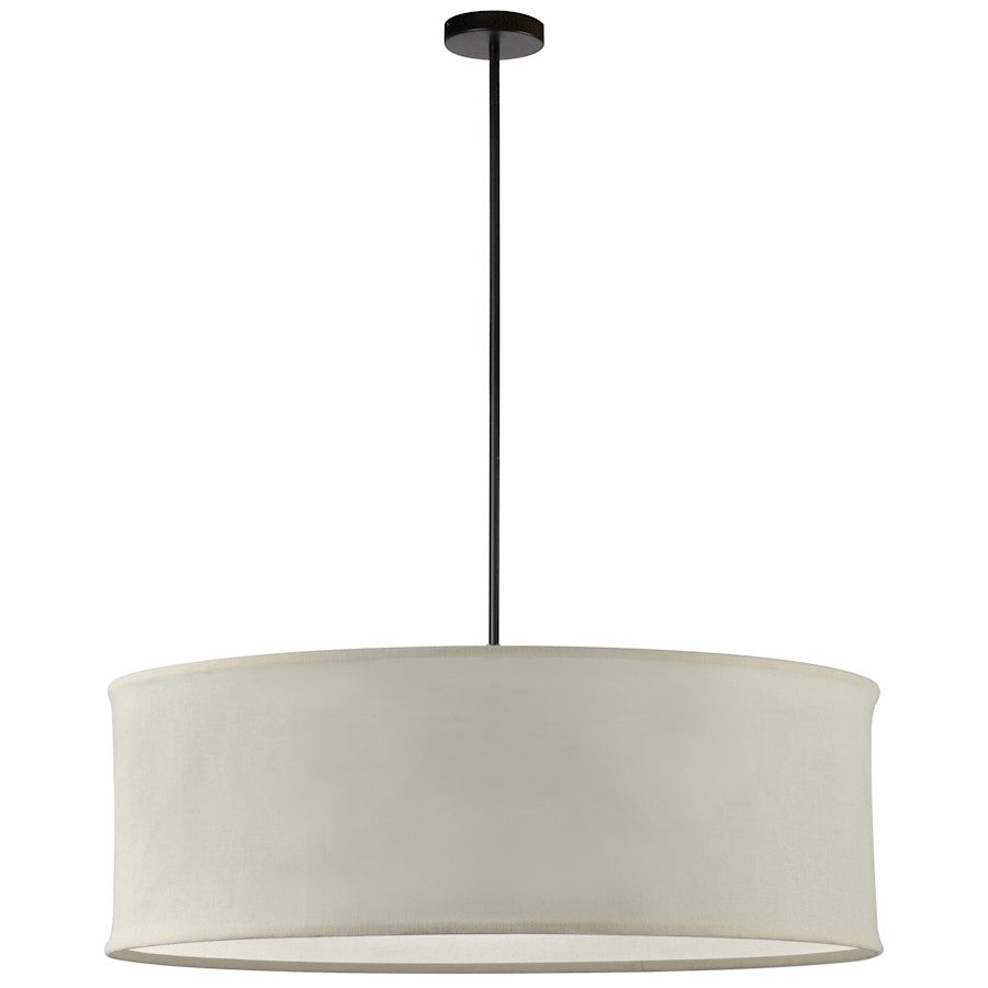 Dainolite Philis 34in 4-Light Pendant | Transitional Matte Black and Beige Fabric Drum Shade | Living Room & Dining Room | 34 x 34 | Model PHL-344P-MB-BG