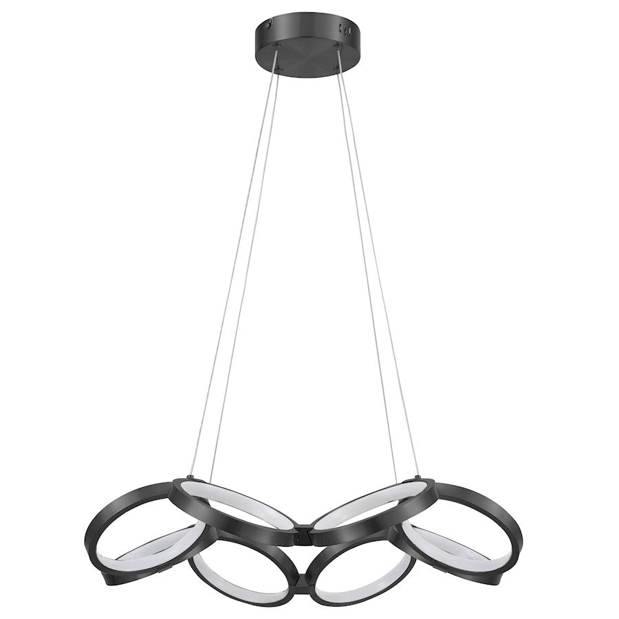 Dainolite Philo 26in 1-Light Chandelier | Modern Matte Black and White Silicone | Dining Room & Foyer | 26 x 26 x 4 in | Model PHO-2564LEDC-MB