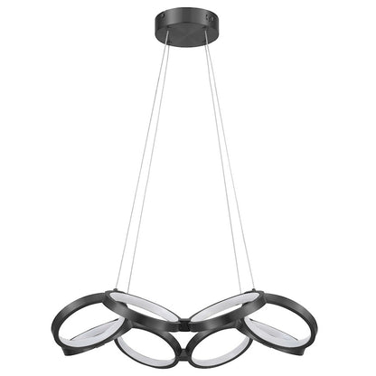 Dainolite Philo 26in 1-Light Chandelier | Modern Matte Black and White Silicone | Dining Room & Foyer | 26 x 26 x 4 in | Model PHO-2564LEDC-MB