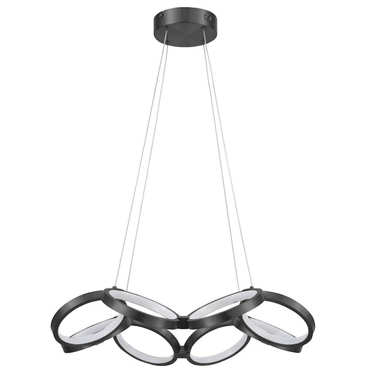 Dainolite Philo 26in 1-Light Chandelier | Modern Matte Black and White Silicone | Dining Room & Foyer | 26 x 26 x 4 in | Model PHO-2564LEDC-MB