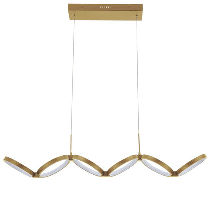 Dainolite Philo 40in 1-Light Pendant | Modern Aged Brass and White Silicone | Kitchen Island & Dining Room | 40 x 7 x 4 in | Model PHO-4050LEDHP-AGB