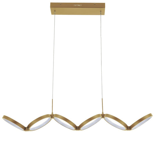 Dainolite Philo 40in 1-Light Pendant | Modern Aged Brass and White Silicone | Kitchen Island & Dining Room | 40 x 7 x 4 in | Model PHO-4050LEDHP-AGB