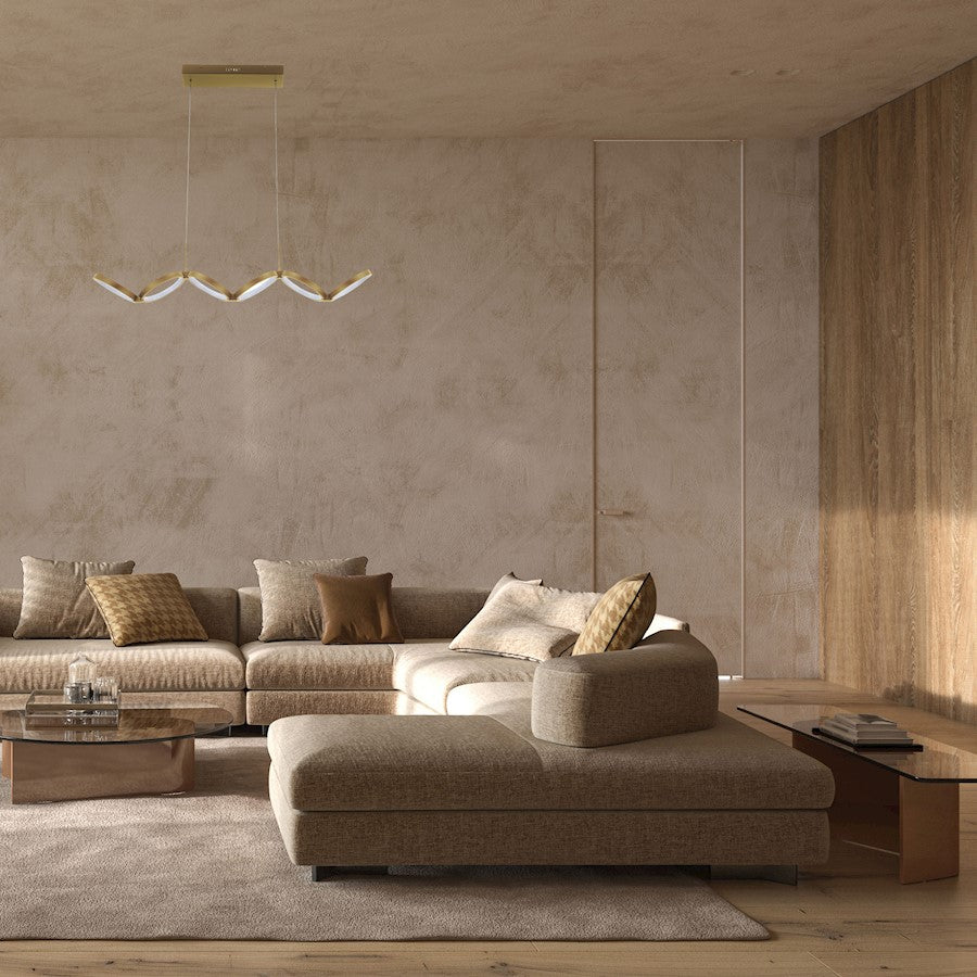 Dainolite Philo 40in 1-Light Pendant | Modern Aged Brass and White Silicone | Kitchen Island & Dining Room | 40 x 7 x 4 in | Model PHO-4050LEDHP-AGB