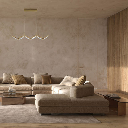 Dainolite Philo 40in 1-Light Pendant | Modern Aged Brass and White Silicone | Kitchen Island & Dining Room | 40 x 7 x 4 in | Model PHO-4050LEDHP-AGB