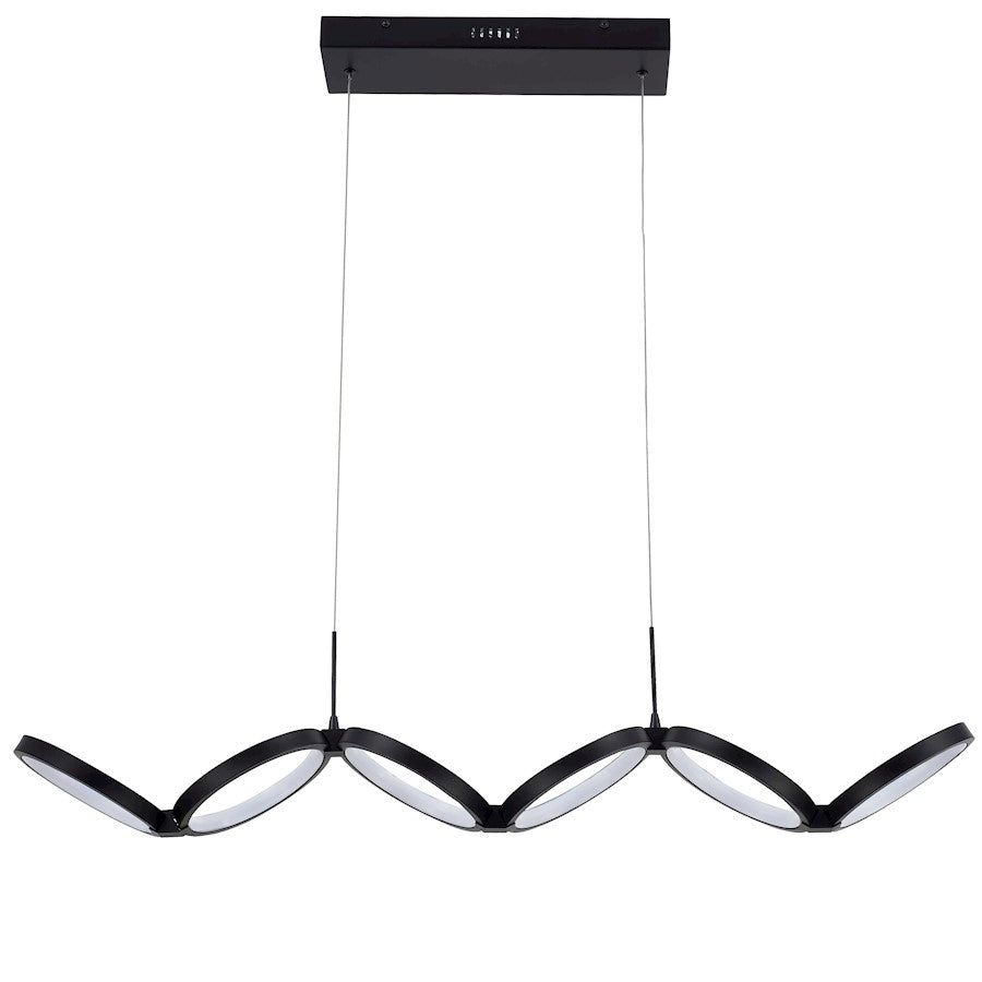 Dainolite Philo 40in 1-Light Pendant | Modern Matte Black and White Silicone | Kitchen Island & Dining Room | 40 x 7 x 4 in | Model PHO-4050LEDHP-MB