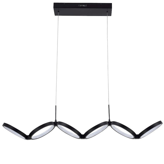 Dainolite Philo 40in 1-Light Pendant | Modern Matte Black and White Silicone | Kitchen Island & Dining Room | 40 x 7 x 4 in | Model PHO-4050LEDHP-MB