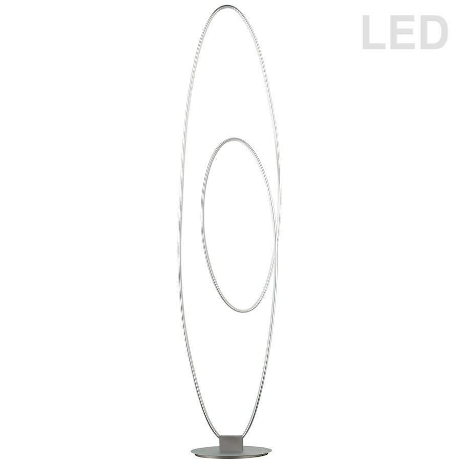 Dainolite Phoenix 60in LED Floor Lamp | Contemporary Silver Metal | Living Room, Bedroom & Office | 1740 Lumens, 3000K, 60W | Model PHX-6060LEDF-SV