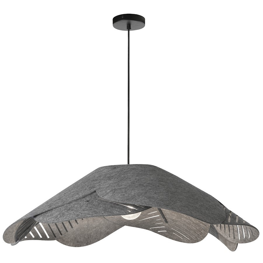 Dainolite Phyliss 36in 1-Light Pendant | Transitional Grey Felt and Matte Black Metal | Kitchen Island & Dining Room | 36 x 36 x 9 | Model PHY-361C-MB-500