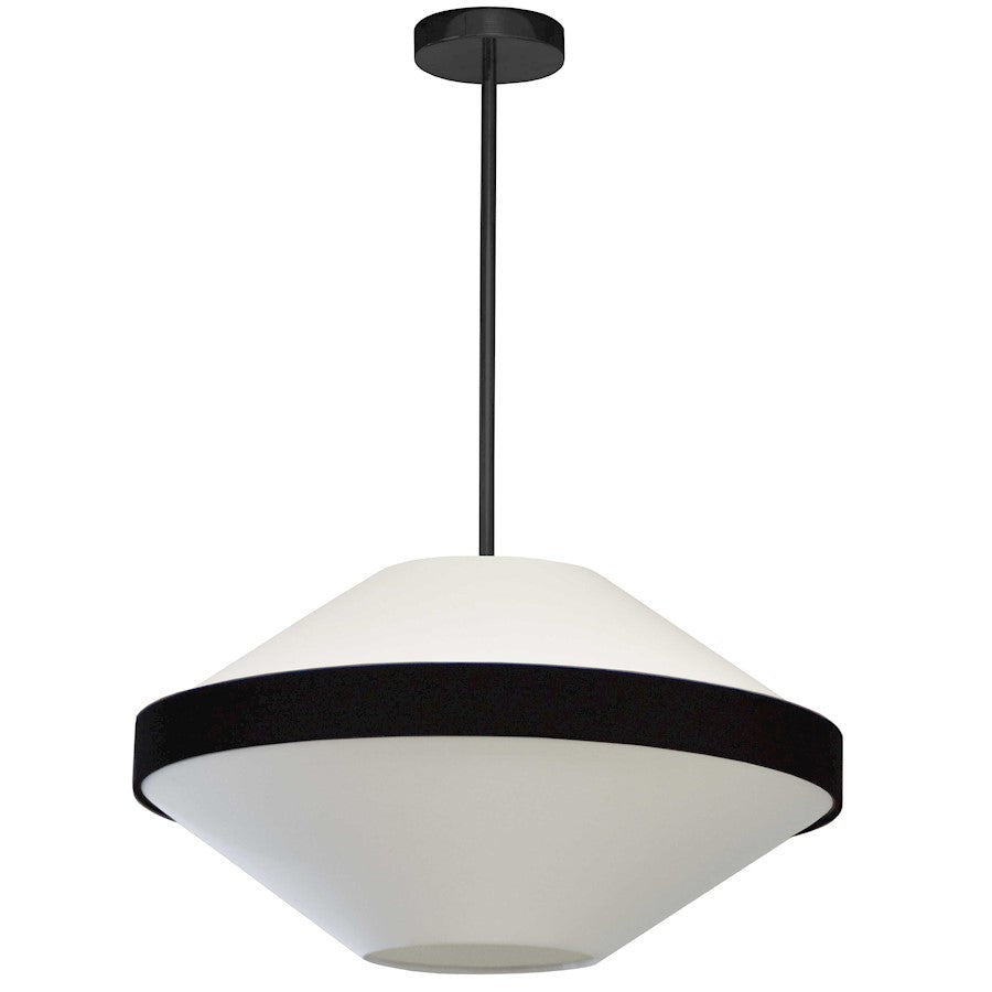 Dainolite Pietra 21in 4-Light Pendant | Transitional Matte Black and White Fabric | Kitchen Island & Dining Room | 21 x 21 x 12 in | Model PIA-214P-MB-BW