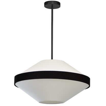 Dainolite Pietra 21in 4-Light Pendant | Transitional Matte Black and White Fabric | Kitchen Island & Dining Room | 21 x 21 x 12 in | Model PIA-214P-MB-BW