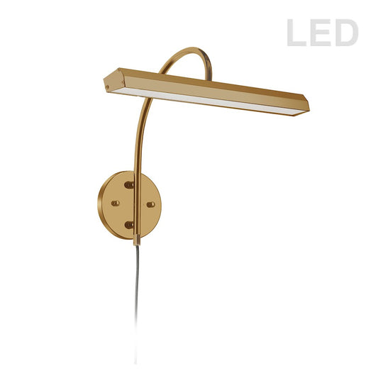 Dainolite Display/Exhibit 16in 2-Light Picture Light | Contemporary Aged Brass Metal | Art Gallery & Living Room Accent | Model PIC120-16LED-AGB