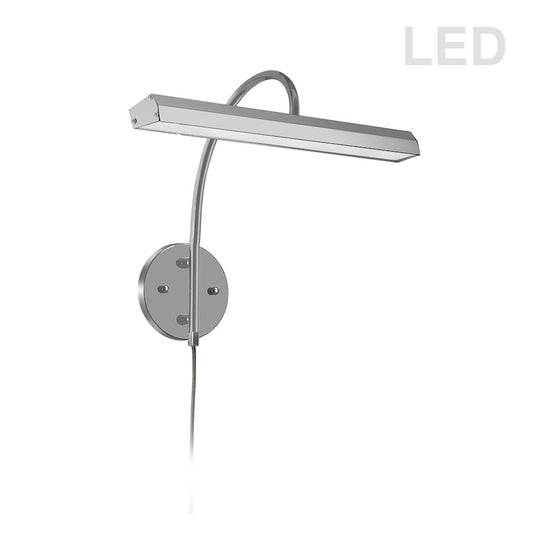 Dainolite Display/Exhibit 16in 2-Light Picture Light | Contemporary Satin Chrome Metal | Art Gallery & Living Room Accent | Model PIC120-16LED-SC