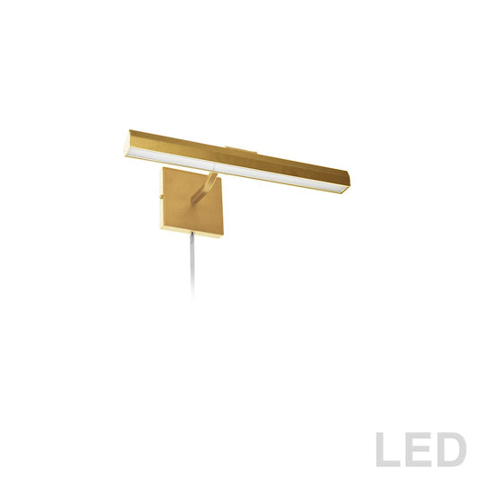 Dainolite Leonardo 16in 2-Light Picture Light | Contemporary Aged Brass and Frosted Glass | Art Gallery & Living Room | Model PIC222-16LED-AGB