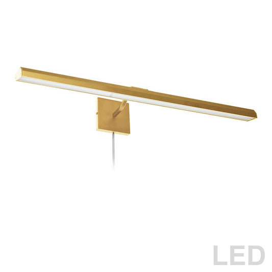 Dainolite Leonardo 32in 4-Light Picture Light | Aged Brass and Frosted Glass | Art Gallery & Living Room | 2800 Lumens | Model PIC222-32LED-AGB