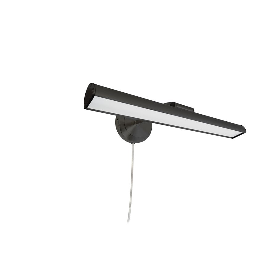 Dainolite Reina 16in 1-Light Picture Light | Contemporary Matte Black and Frosted Glass | Living Room & Gallery Wall | Model PIC333-16LED-MB