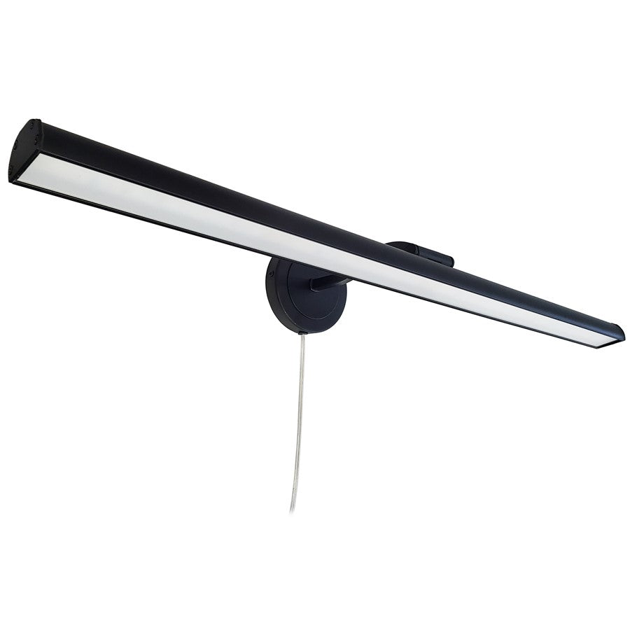 Dainolite Reina 32in 1-Light Picture Light | Contemporary Matte Black and Frosted Glass | Living Room & Hallway | Model PIC333-32LED-MB