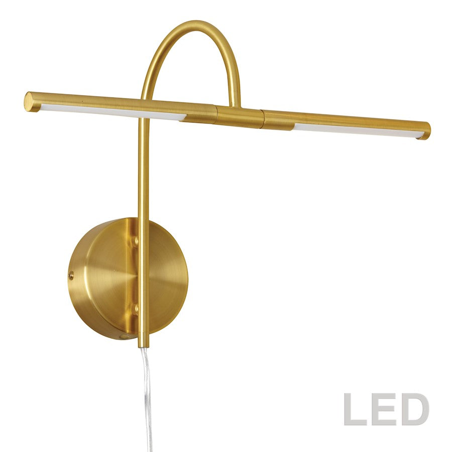 Dainolite Display/Exhibit 18in 2-Light Picture Light | Contemporary Aged Brass Metal | Living Room & Gallery | Model PICLED-152-AGB
