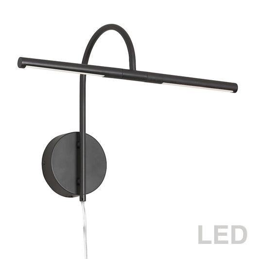 Dainolite Display/Exhibit 18in 2-Light LED Picture Light | Contemporary Matte Black Metal | Living Room & Gallery Art Accent | Model PICLED-152-MB