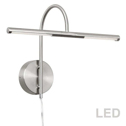 Dainolite Display/Exhibit 18in 2-Light LED Picture Light | Contemporary Satin Chrome Metal | Living Room & Gallery Art Accent | Model PICLED-152-SC