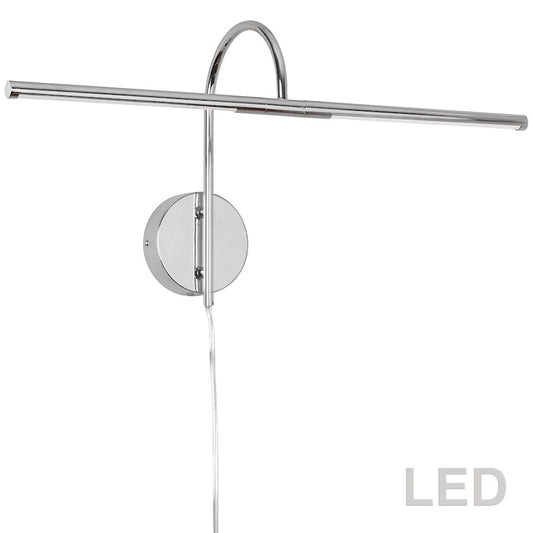 Dainolite PICLED-242-PC 26in 2-Light Picture Light | Contemporary Polished Chrome Metal | Art & Gallery Lighting | 8 x 26 x 13 in | Model PICLED-242-PC