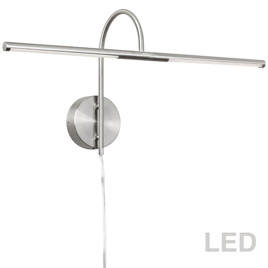 Dainolite PICLED-242-SC 26in 2-Light Picture Light | Contemporary Satin Chrome Metal | Artwork & Wall Accent | 8.5 x 25.5 x 12.75 in | Model PICLED-242-SC