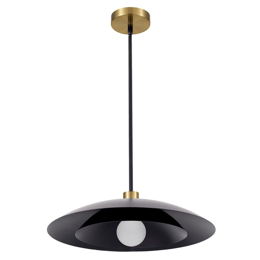Dainolite Pima 18in 1-Light Pendant | Transitional Matte Black Metal | Kitchen Island & Dining Room | 17.75 x 17.75 x 5.25 in | Model PIM-171P-MB