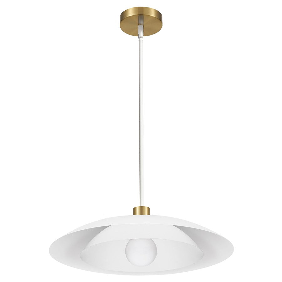 Dainolite Pima 18in 1-Light Pendant | Transitional Matte White Metal | Kitchen Island & Dining Room | 17.75 x 17.75 x 5.25 in | Model PIM-171P-MW