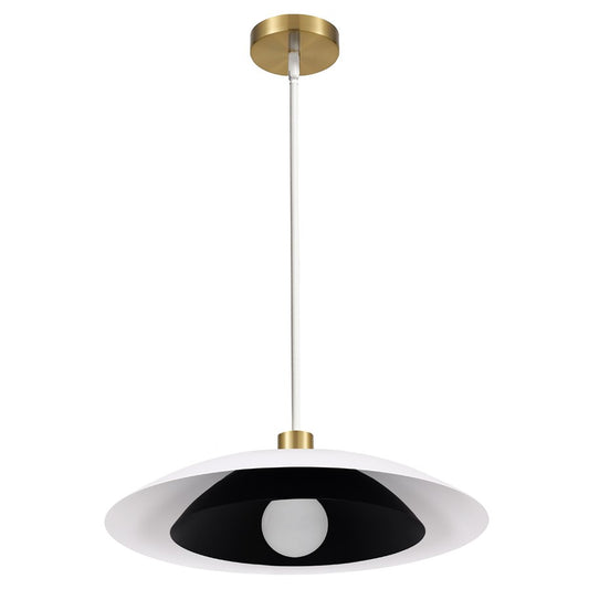Dainolite Pima 18in 1-Light Pendant | Transitional Matte White & Matte Black Metal | Kitchen Island & Dining Room | Model PIM-171P-MW-MB