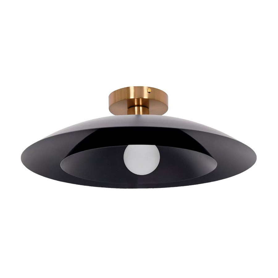 Dainolite Pima 18in 1-Light Semi Flush Mount | Transitional Matte Black Metal | Bedroom & Office | 17.75 x 17.75 x 5.75 in | Model PIM-171SF-MB