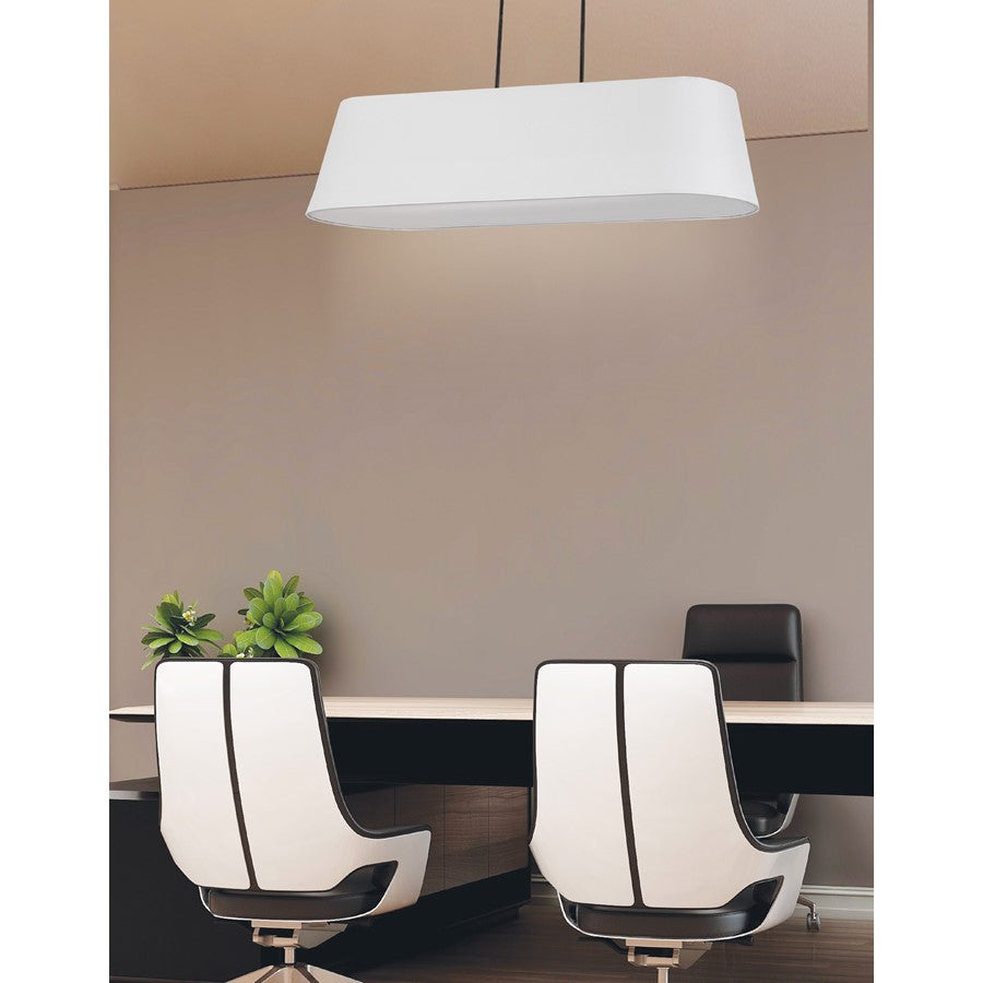 Dainolite Pita 48in 4-Light Linear Pendant | Contemporary Matte Black and White Fabric | Kitchen Island & Dining Room | Model PIT-484HP-MB