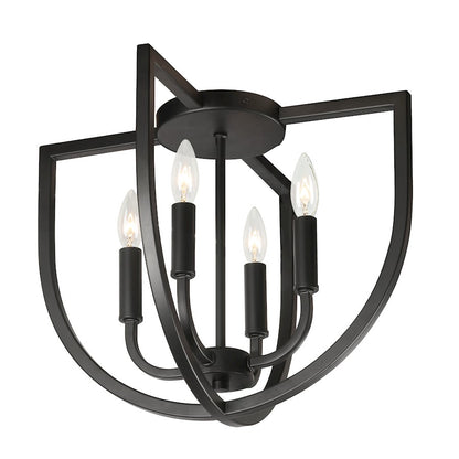 Dainolite Pamela 15in 4-Light Flush Mount | Transitional Matte Black Metal | Bedroom & Hallway | 15 x 15 x 12 in | Model PLA-154FH-MB