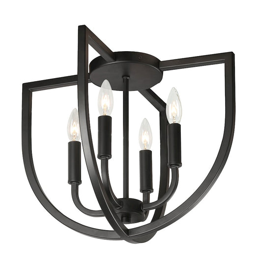 Dainolite Pamela 15in 4-Light Flush Mount | Transitional Matte Black Metal | Bedroom & Hallway | 15 x 15 x 12 in | Model PLA-154FH-MB