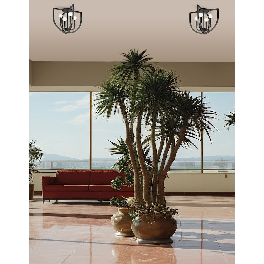 Dainolite Pamela 15in 4-Light Flush Mount | Transitional Matte Black Metal | Bedroom & Hallway | 15 x 15 x 12 in | Model PLA-154FH-MB