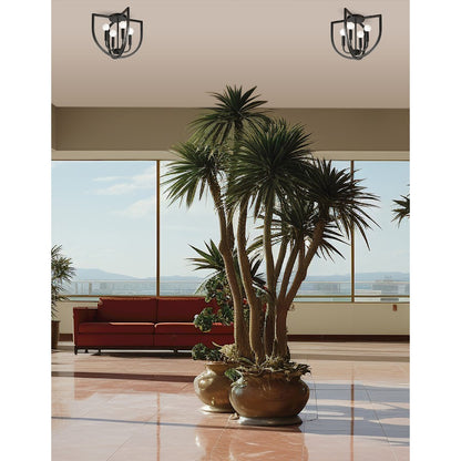 Dainolite Pamela 15in 4-Light Flush Mount | Transitional Matte Black Metal | Bedroom & Hallway | 15 x 15 x 12 in | Model PLA-154FH-MB