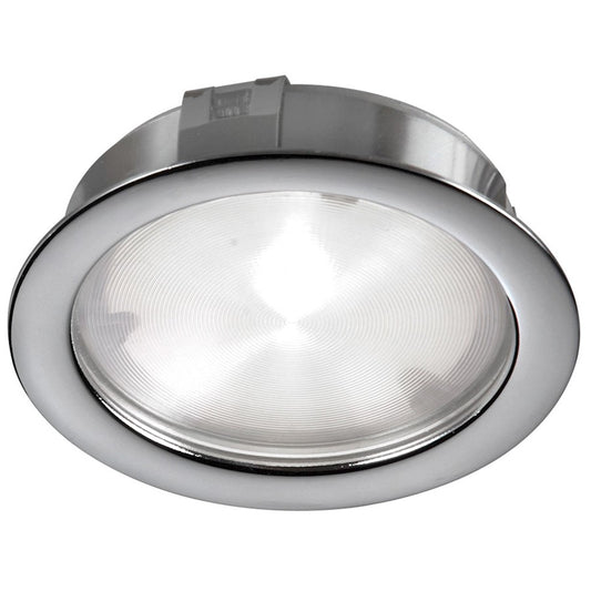 Dainolite LED Cree 4W 24VDC Puck Light | Satin Chrome Plated Metal | Under Cabinet Kitchen Task Light | 314lm 3000K 40° Beam | Model PLED-04-SN