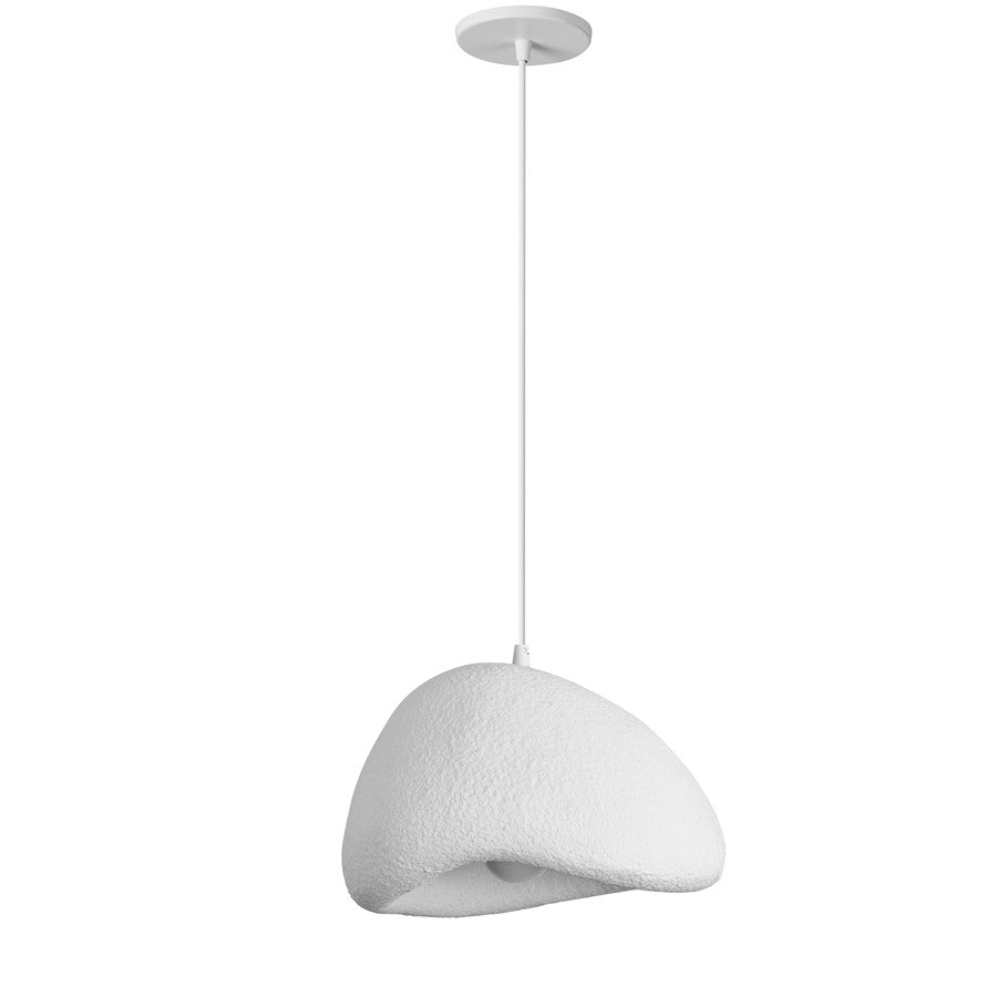 Dainolite Pilar 12.5in 1-Light Pendant | Contemporary White Plaster and Metal | Kitchen Island & Foyer | 12.5 x 15.75 x 8.5 in | Model PLR-151P-MW