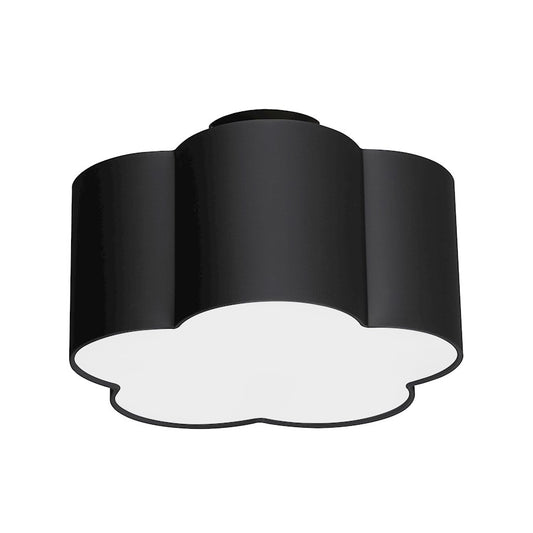 Dainolite Phlox 15in 3-Light Flush Mount | Contemporary Black Fabric Scallop with Matte Black | Bedroom & Hallway | Model PLX-152FH-MB-BK