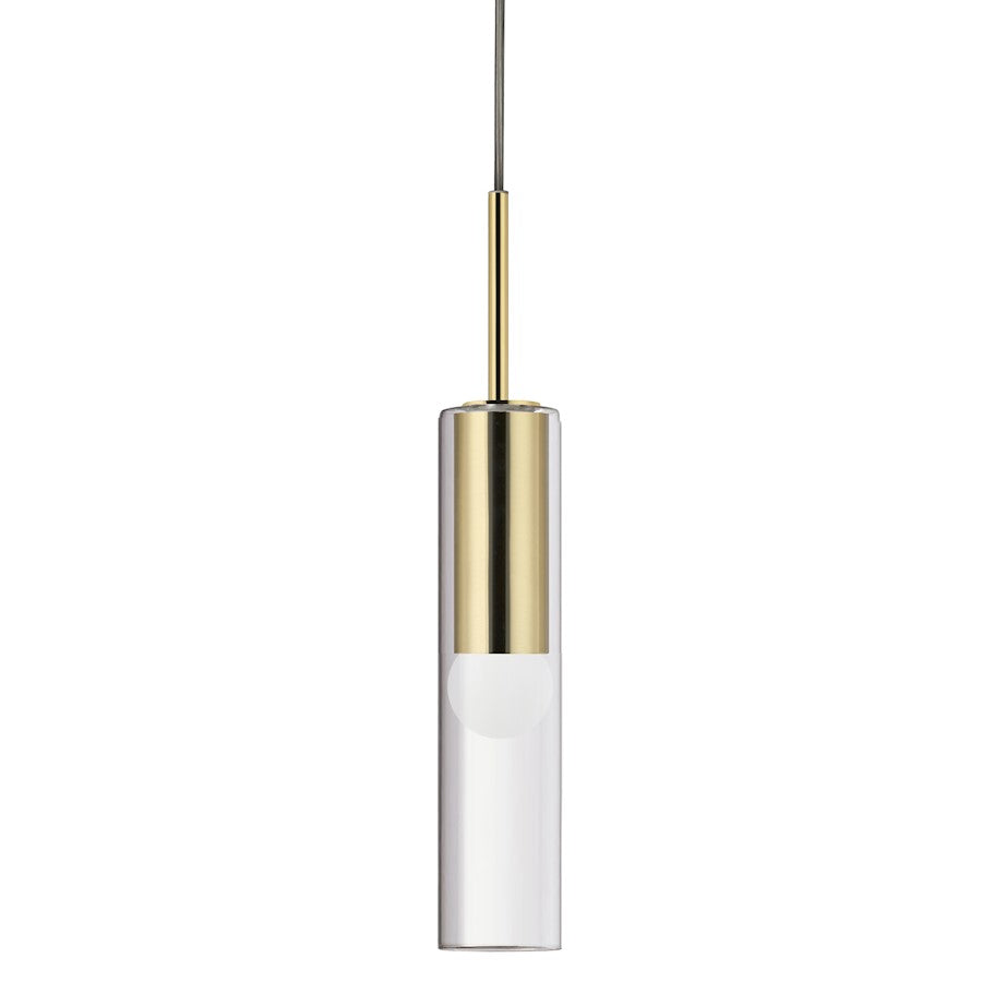 Dainolite Palmer 17in 1-Light Pendant | Modern Aged Brass and Clear Glass | Kitchen Island & Dining Room | 40W, Dimmable | Model PMR-171P-AGB